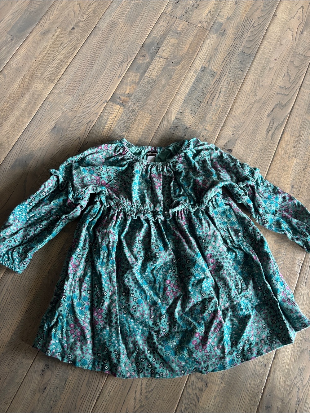 Girls' Floral Peasant Top - Teal Green